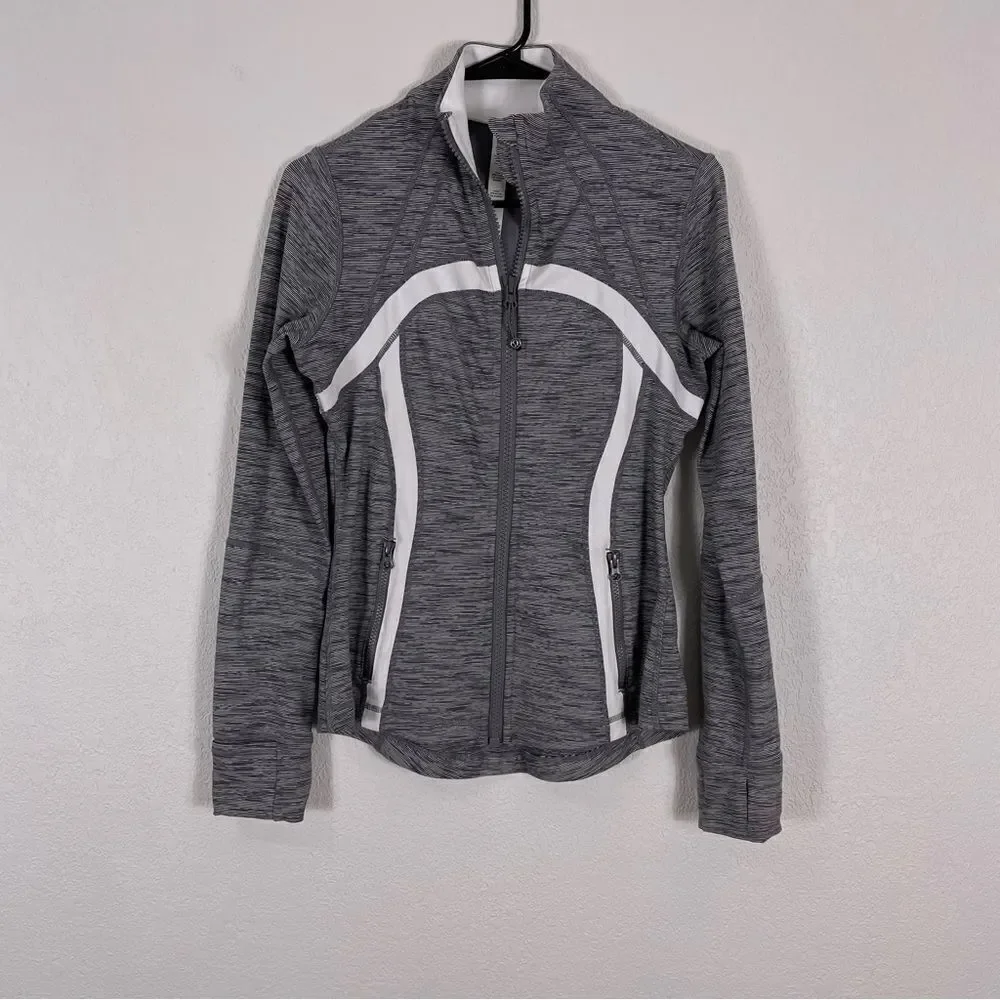Lululemon Striped Grey & White Zip Up Work‎ Out Define Jacket Size 8